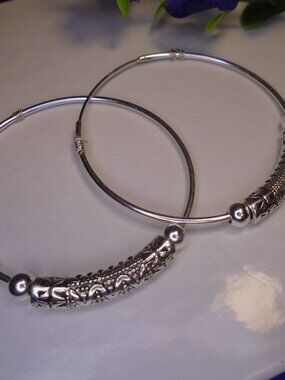 925 Sterling Silver Large 45mm hoop earrings Handmade Artisan Item
